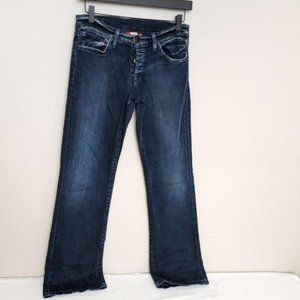 Lucky Brand Woman's Size 6/28 Easy Rider Boot Cut Dark Wash Button Up